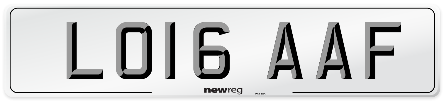 LO16 AAF Number Plate from New Reg